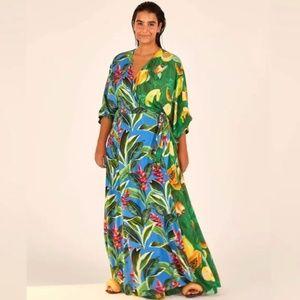 FARM Rio Dual Prints Papaya Dream Wrap Dress